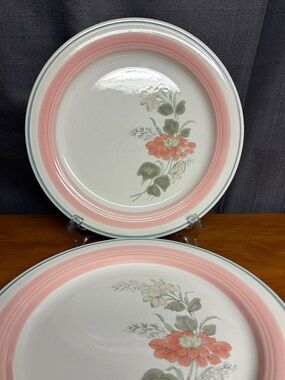 Vintage stoneware Nancy Pink Floral Dinner Plate - Classic Ceramic Dinnerware
